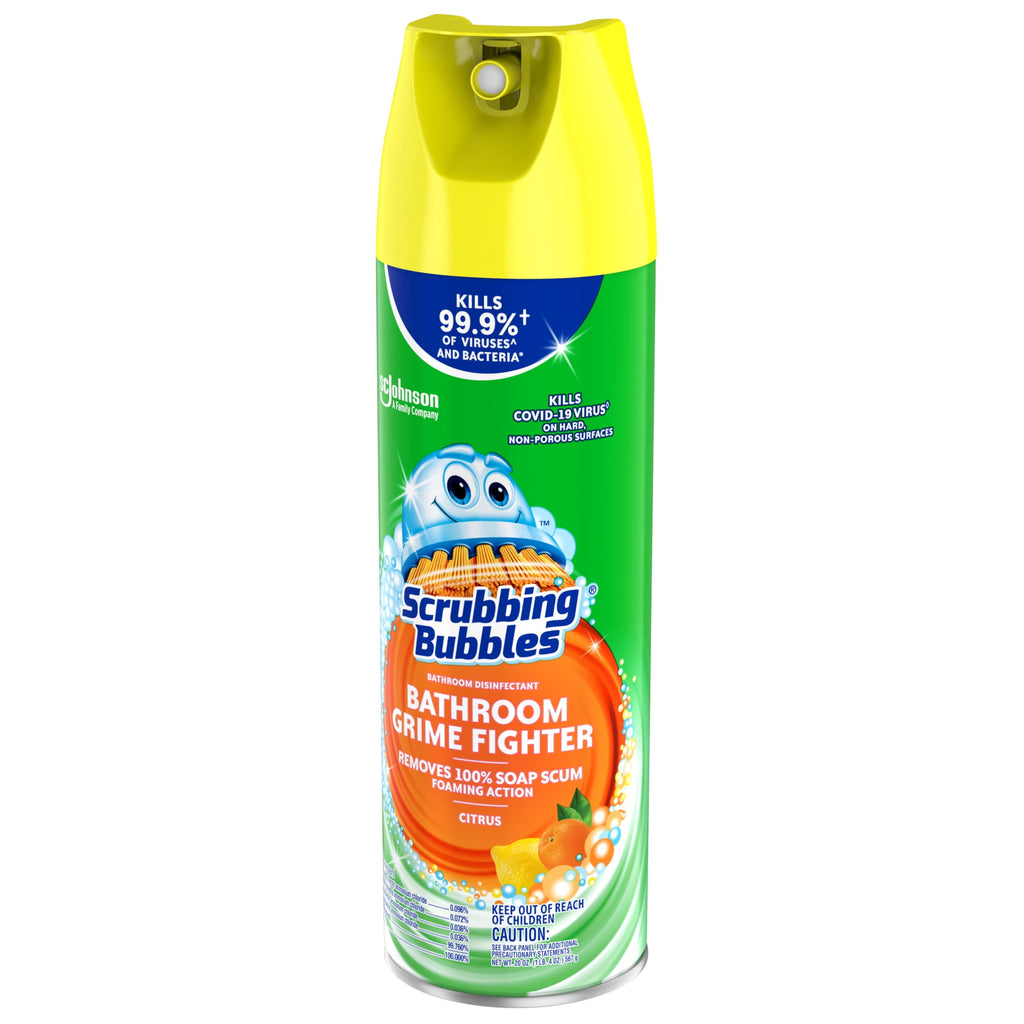 Scrubbing Bubbles Disinfectant Bathroom Shower & Tub Cleaner Grime Fighter Aerosol Spray - Citrus, 20 oz