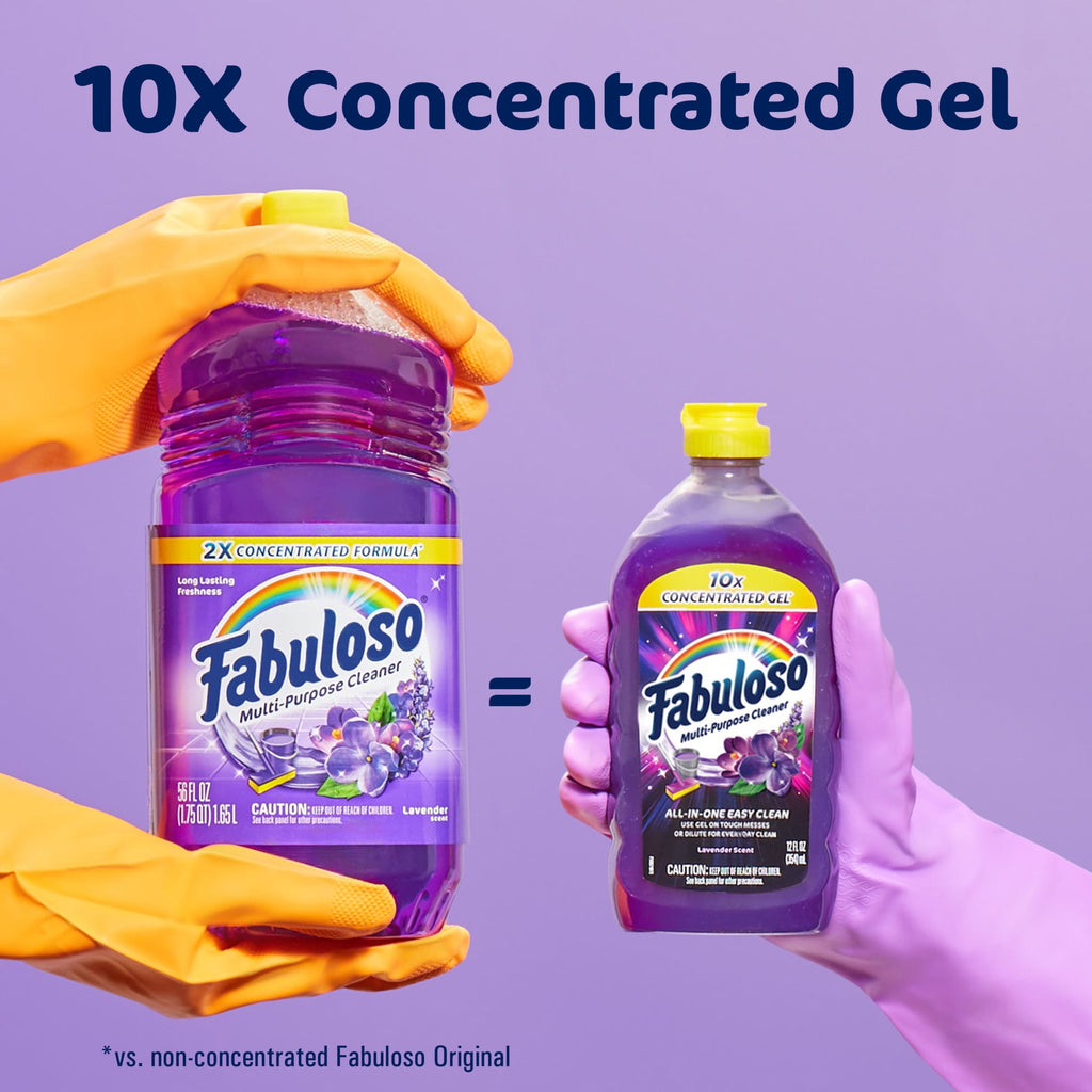 Fabuloso 10X Concentrated Gel - Multi-Purpose Cleaner, Toilet Cleaner, Floor Cleaner, Lavender Scent, 12 fl oz Bottle