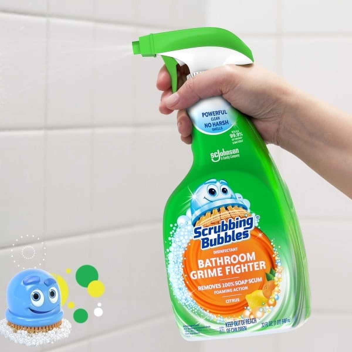 Scrubbing Bubbles Disinfectant Bathroom Grime Fighter Spray - Citrus, 32 fl oz, Pack of 6