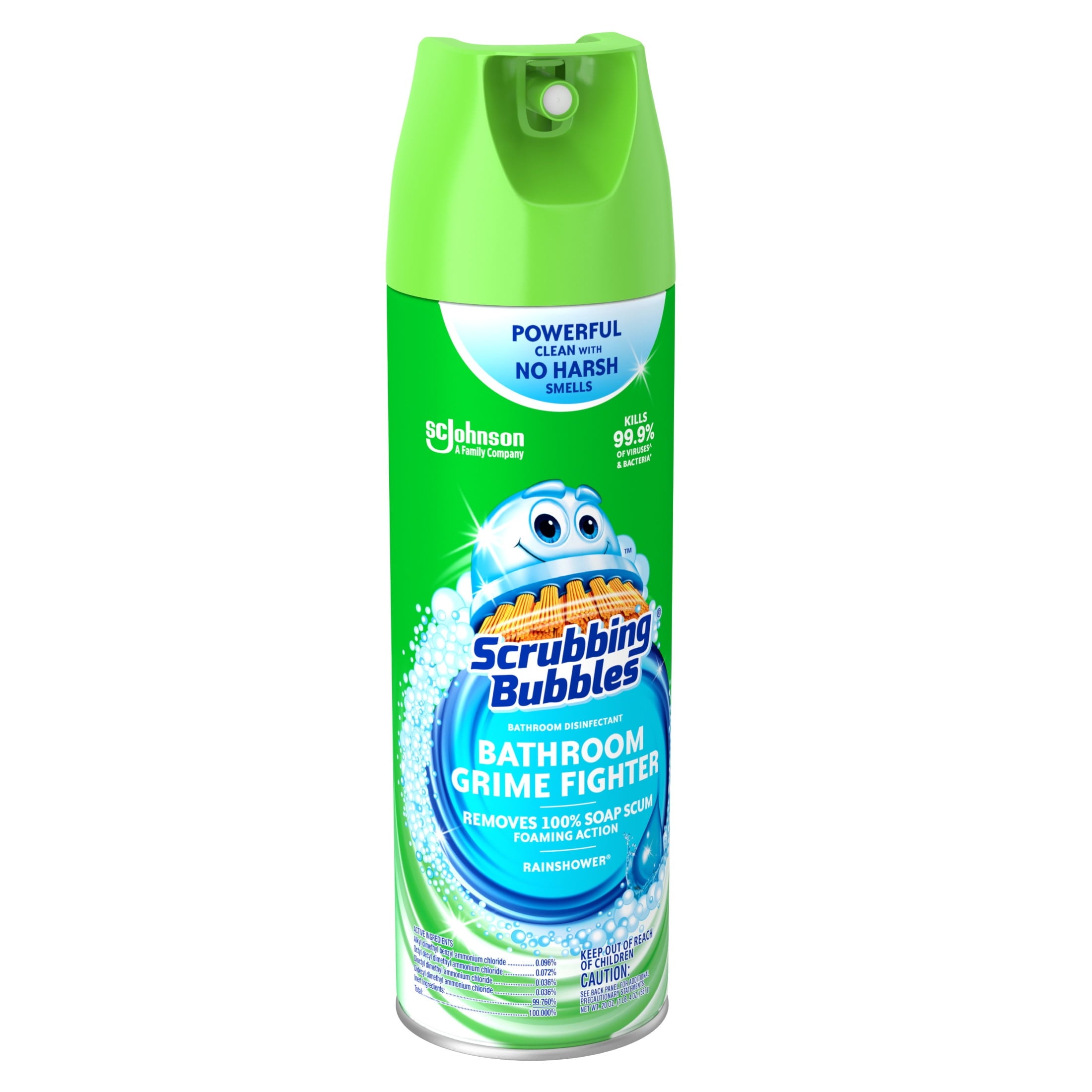 Scrubbing Bubbles Disinfectant Bathroom Shower & Tub Cleaner Grime Fighter Aerosol Spray - Rainshower, 20 oz