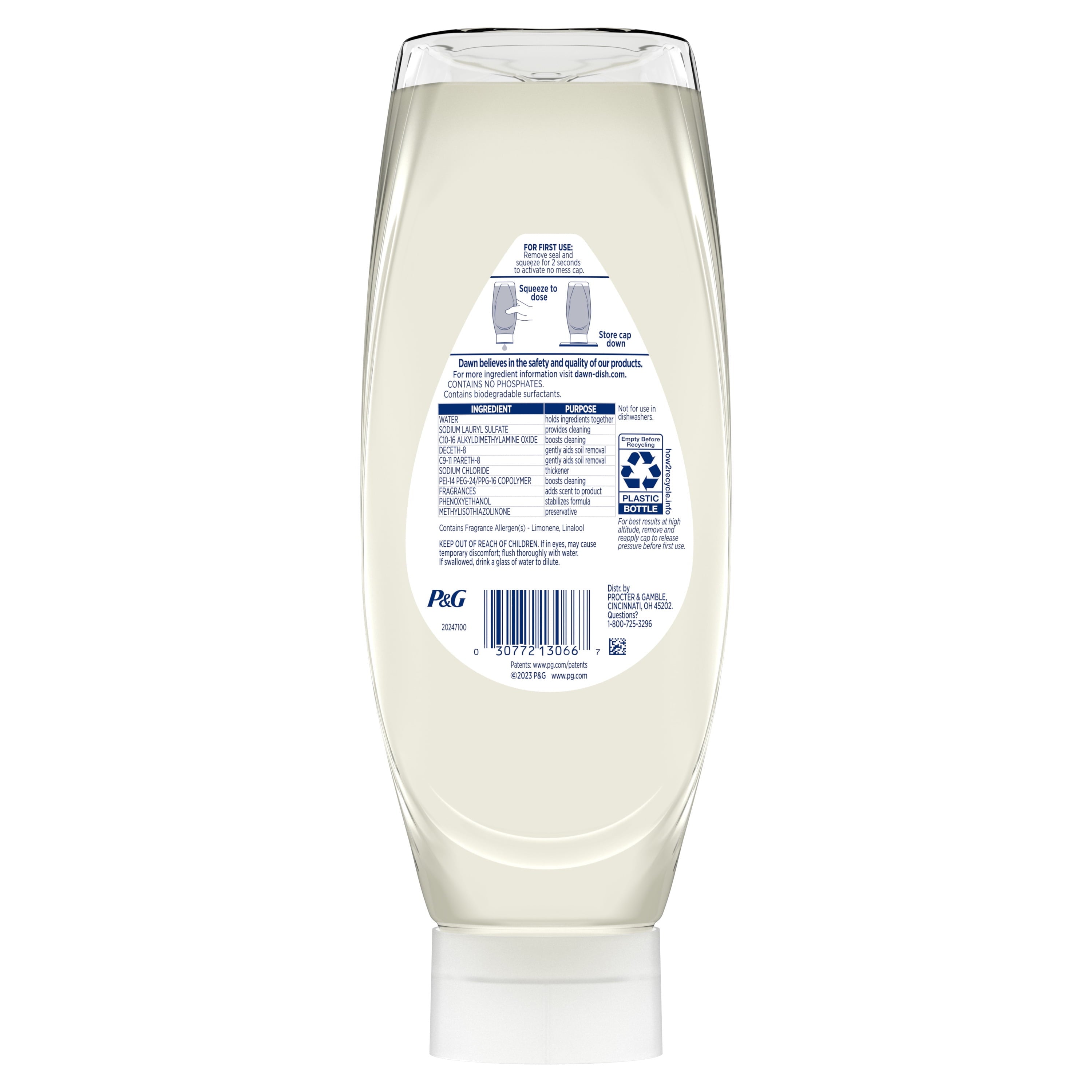 Dawn Free & Clear EZ-Squeeze Dish Soap - Lemon, 24.3 fl oz