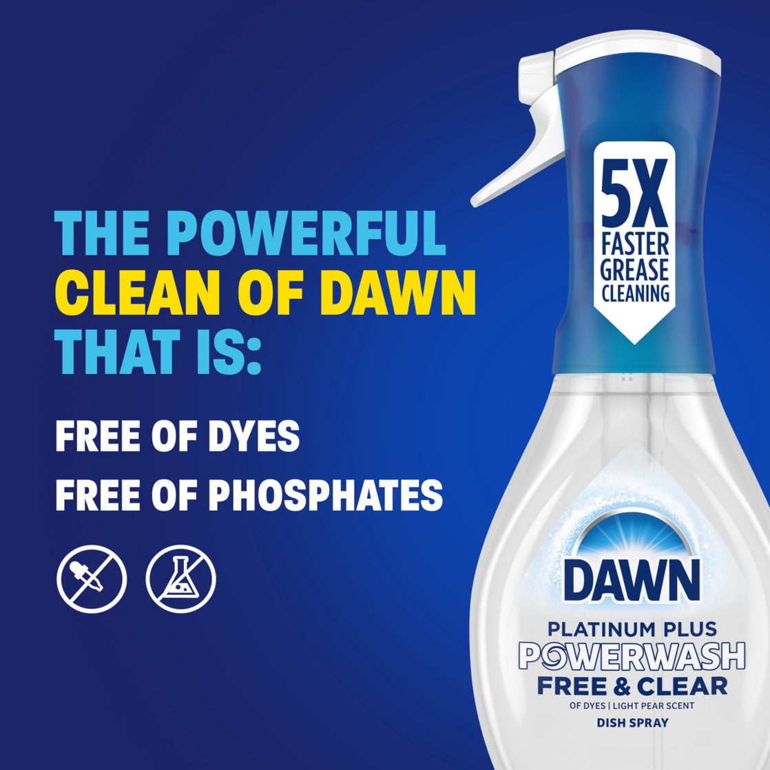 Dawn Powerwash Spray - Dish Soap, Dishwashing Liquid, Free & Clear, 1 Starter Kit, 16 Fl Oz - 6-Pack