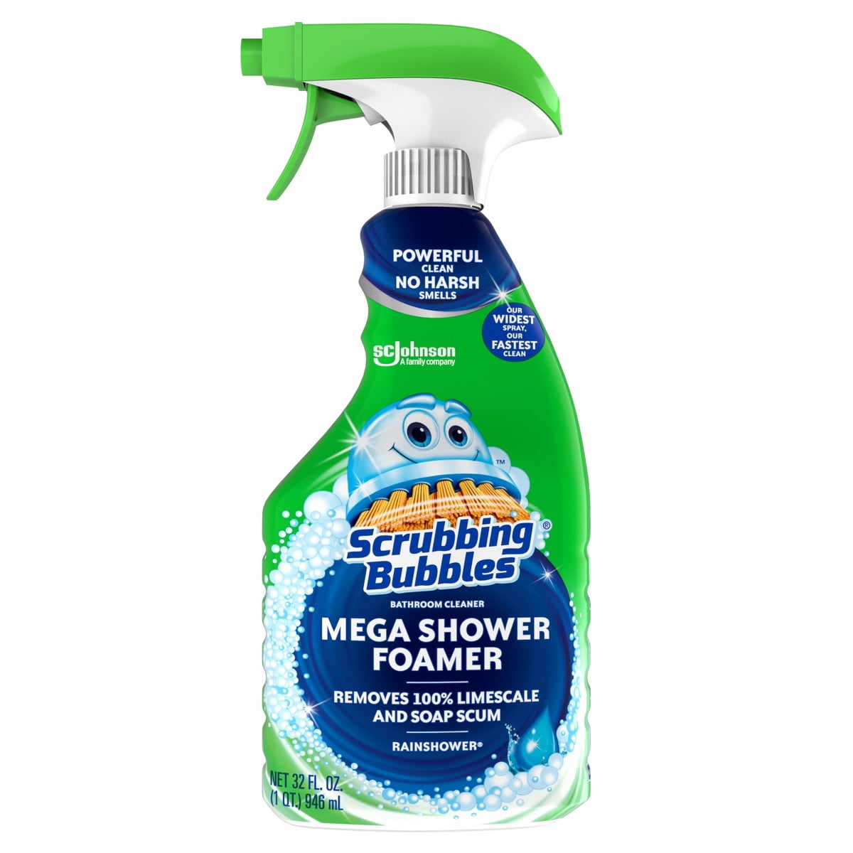 Scrubbing Bubbles Mega Bathroom Shower Cleaner Foam Disinfectant Spray - Rainshower - 32 fl oz: Dye-Free - Multi-Surface, Countertops, Tub