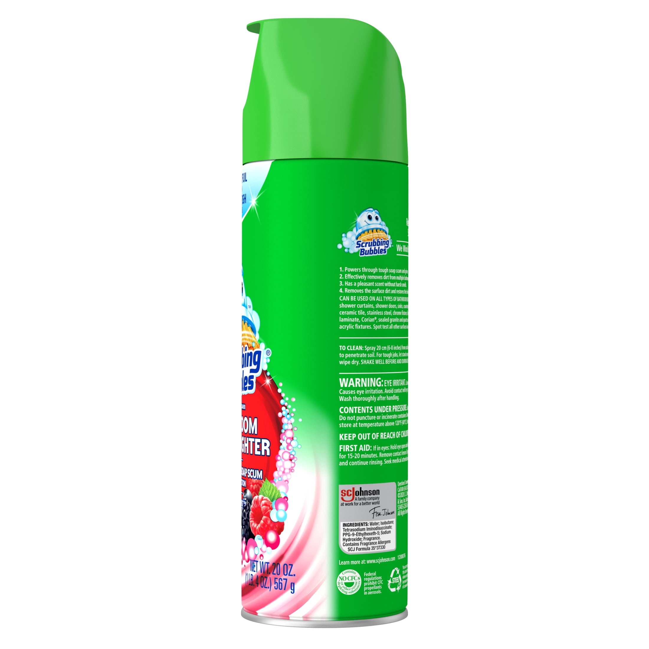Scrubbing Bubbles Disinfectant Bathroom Shower & Tub Cleaner Grime Fighter Aerosol Spray - Berry Burst, 20oz