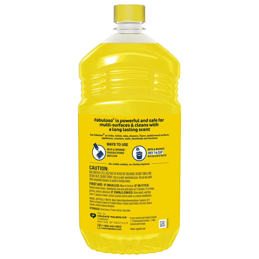 Fabuloso 2X Multi-Purpose Cleaner - No Rinse Floor Cleaner, Refreshing Lemon Scent, 56 fl oz