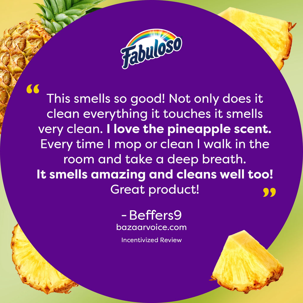 Fabuloso 2X Multi-Purpose Cleaner - No Rinse Floor Cleaner, Long-Lasting Freshness, Pineapple Scent, 56 fl oz