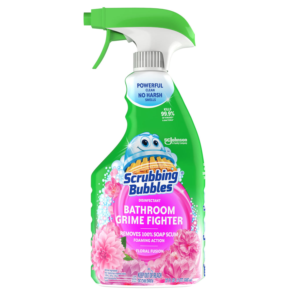 Scrubbing Bubbles Disinfectant Bathroom Shower & Tub Cleaner Grime Fighter Spray - Floral Fusion, 32 oz