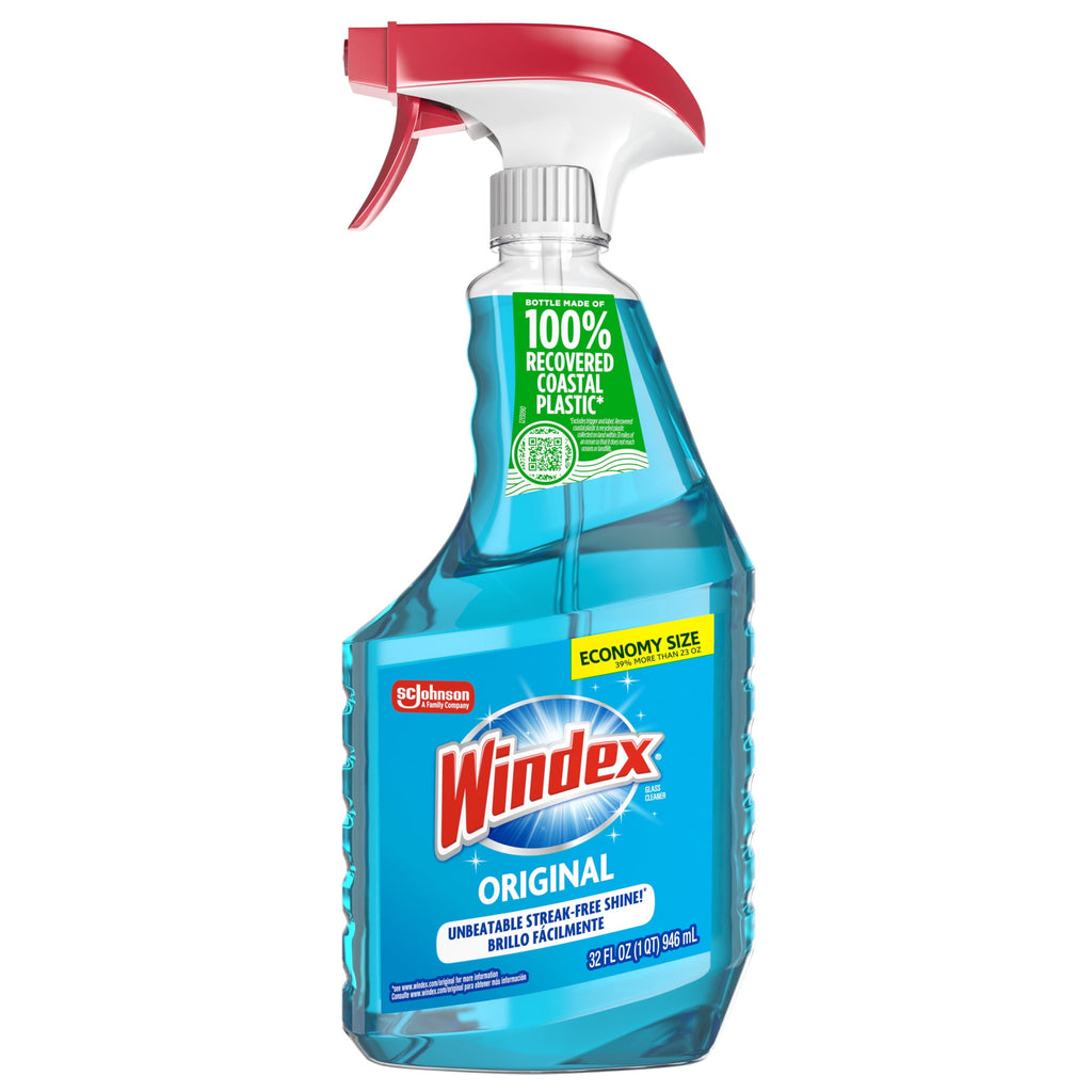 Windex Glass - Window, and Mirror Cleaner, Original Blue, Spray Bottle, 32 fl oz.