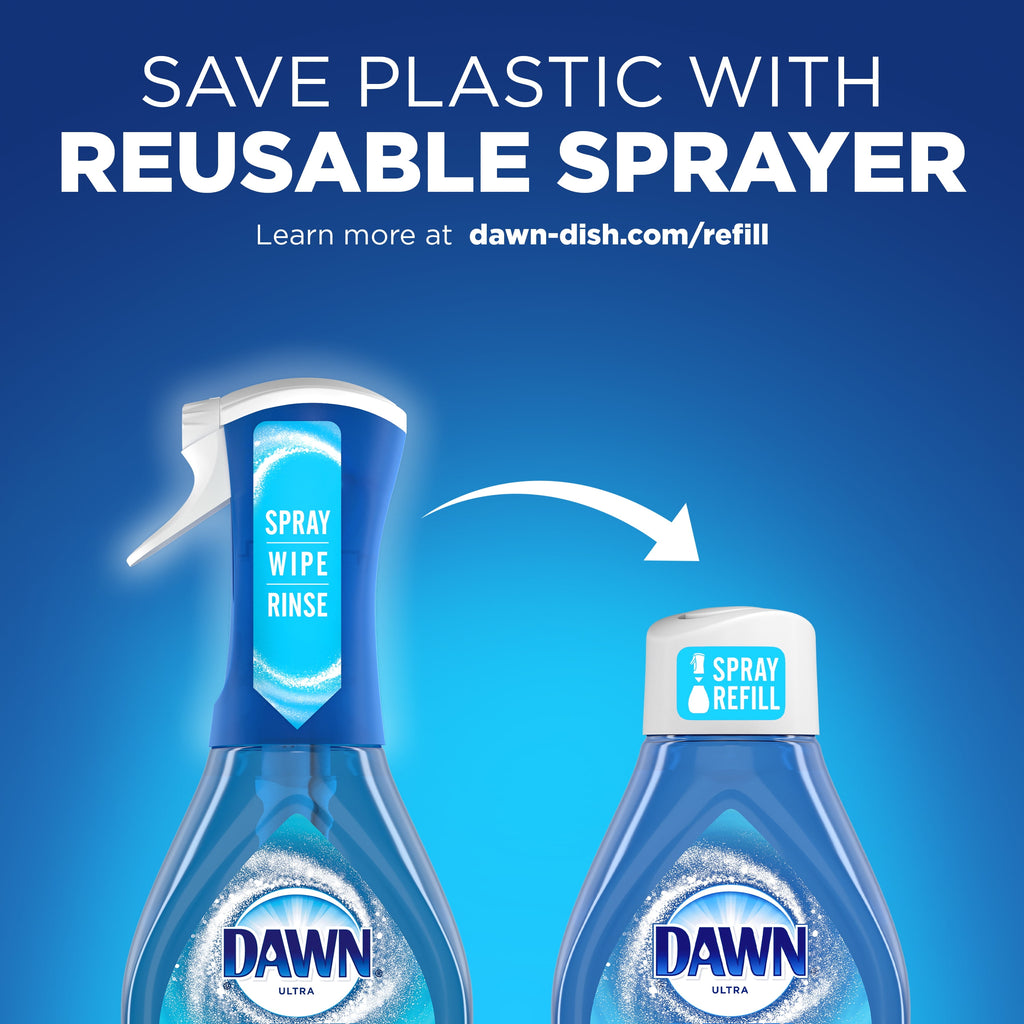 Dawn Powerwash Spray - Dish Soap, Dishwashing Liquid, Fresh, 1 Starter Kit + 3 Refills, 64 Fl Oz