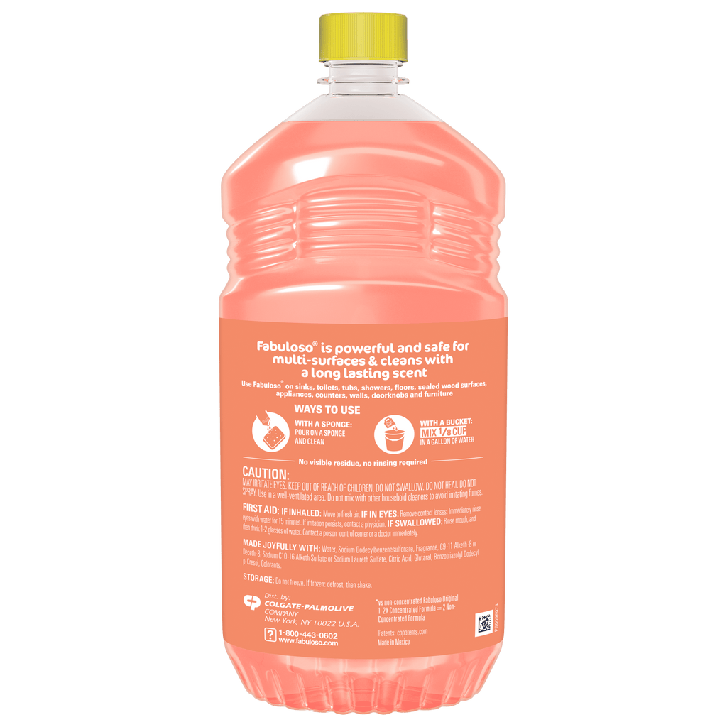 Fabuloso 2X Multi-Purpose Cleaner - No Rinse Floor Cleaner, Peach Scent, 56 fl oz