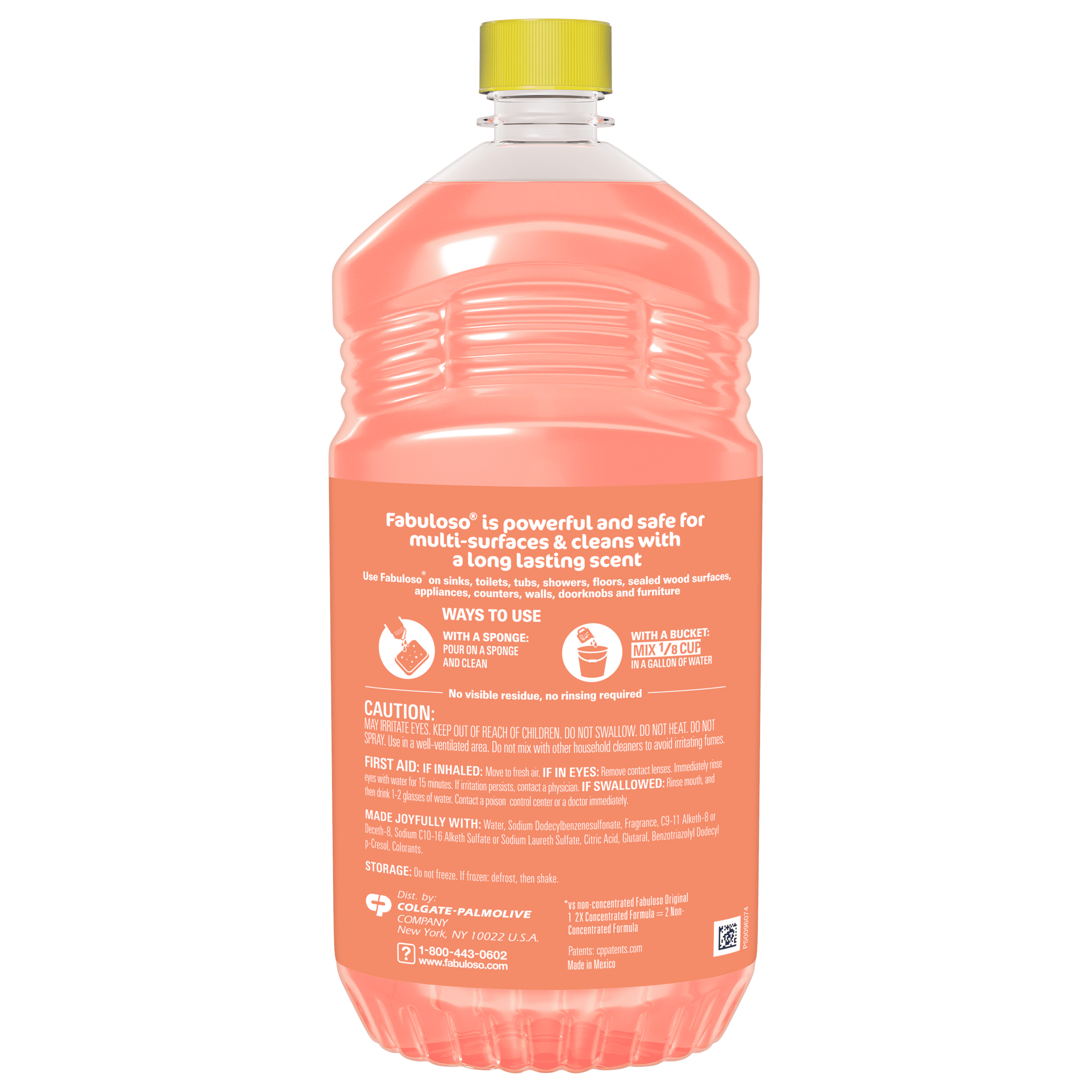 Fabuloso 2X Multi-Purpose Cleaner - No Rinse Floor Cleaner, Peach Scent, 56 fl oz