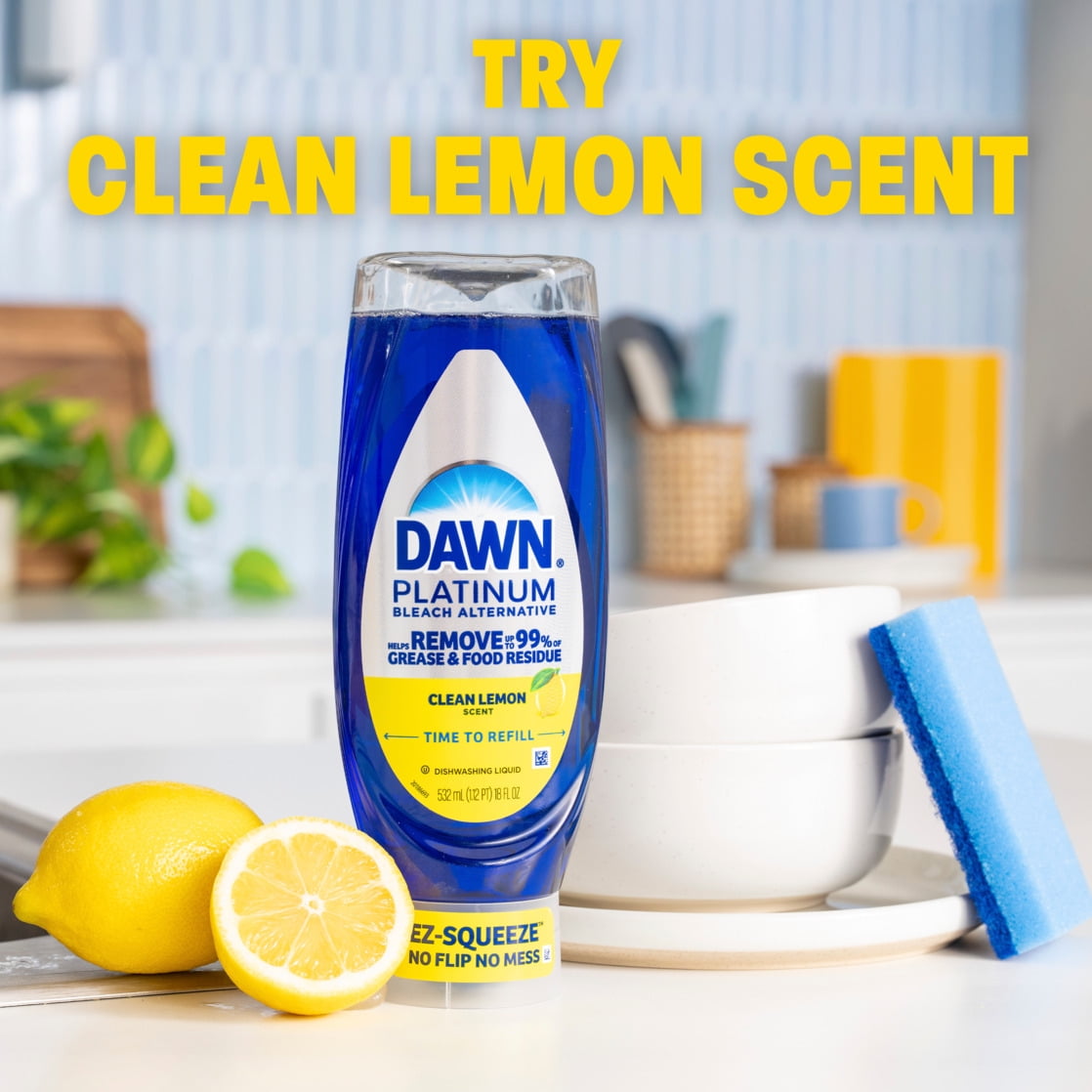 Dawn Platinum EZ Squueze Dish Soap Bleach Alternative Clean Lemon