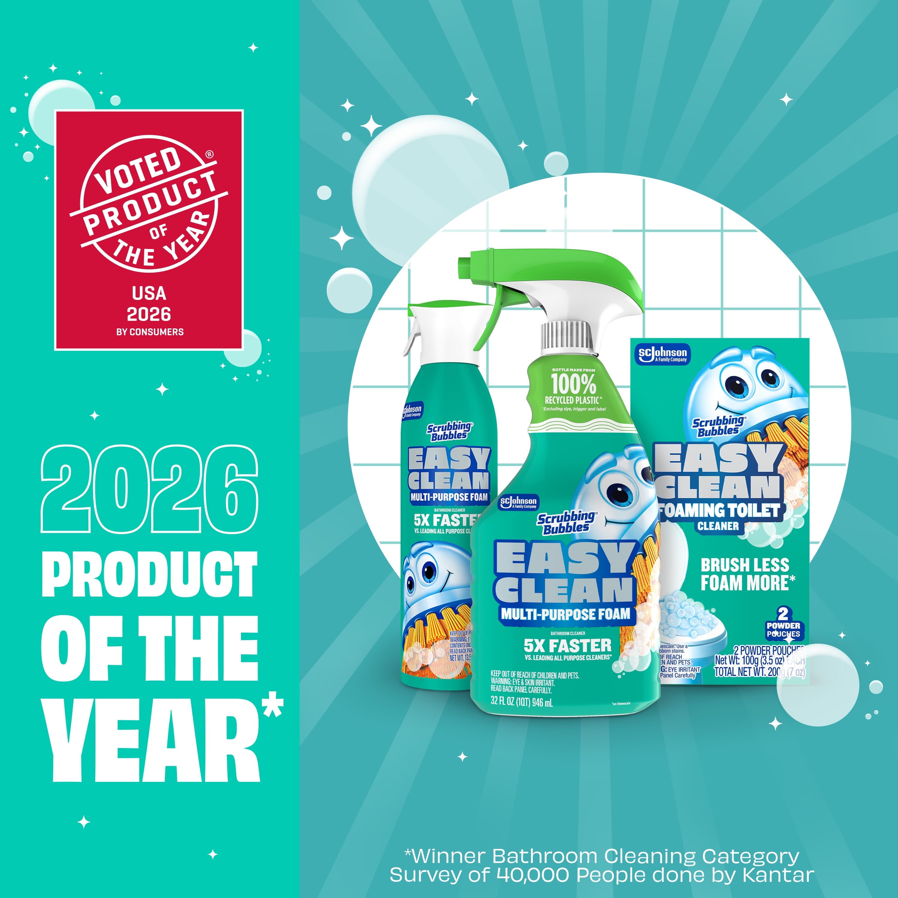 SCRUBBING BUBBLES® EASY CLEAN FOAMING TOILET CLEANER 5 Count 100G/4US