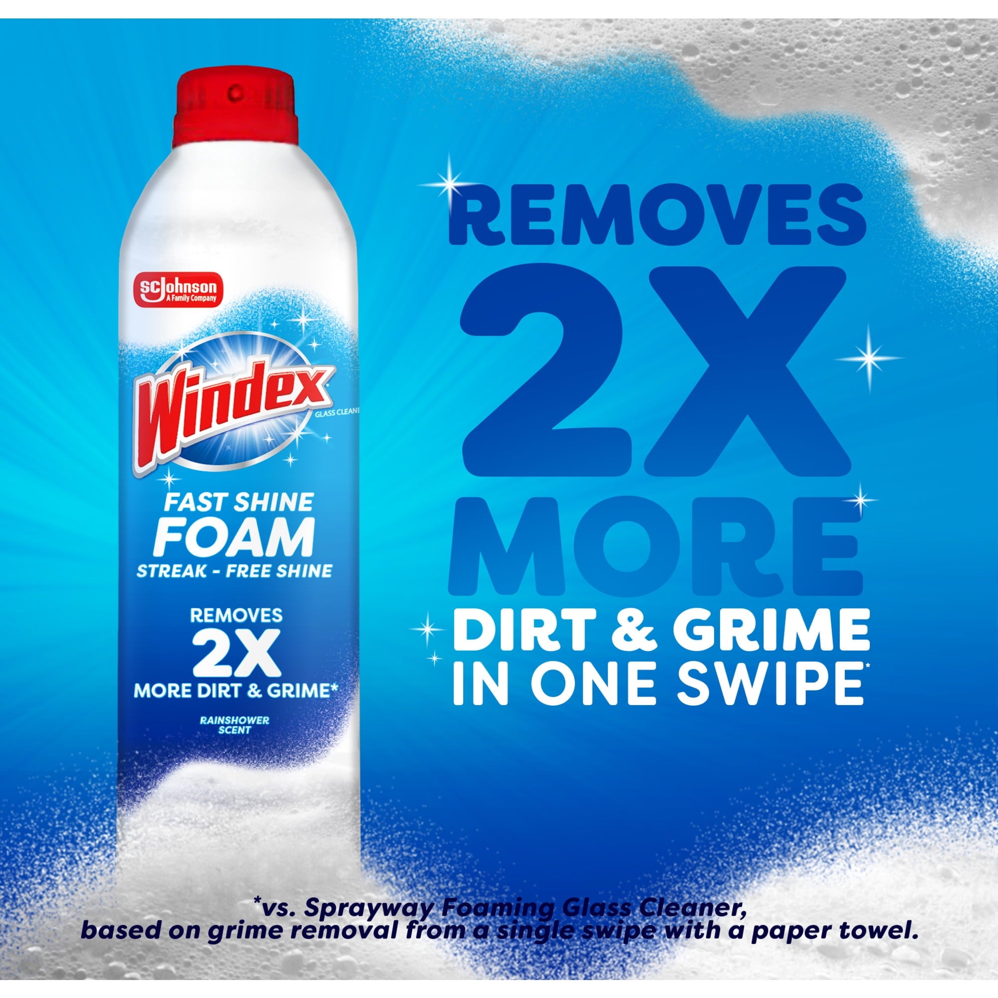Windex Fast Shine Foam Glass - Window, and Mirror All-Purpose Cleaner, No-Drip Aerosol Cleaning Spray, 19 oz