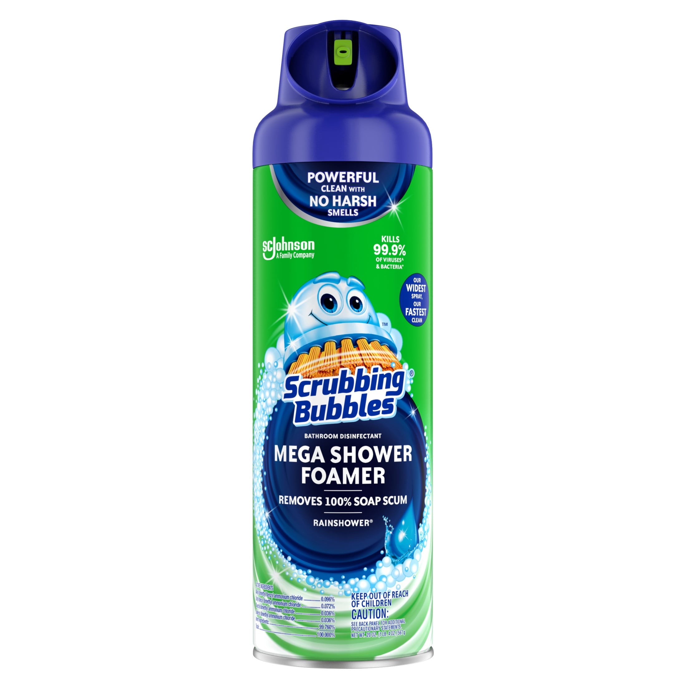 Scrubbing Bubbles Mega Shower Foamer Aerosol - Tough Foaming Bathroom, Tile, Shower & Tub Disinfectant Cleaner, Rainshower, 20 oz