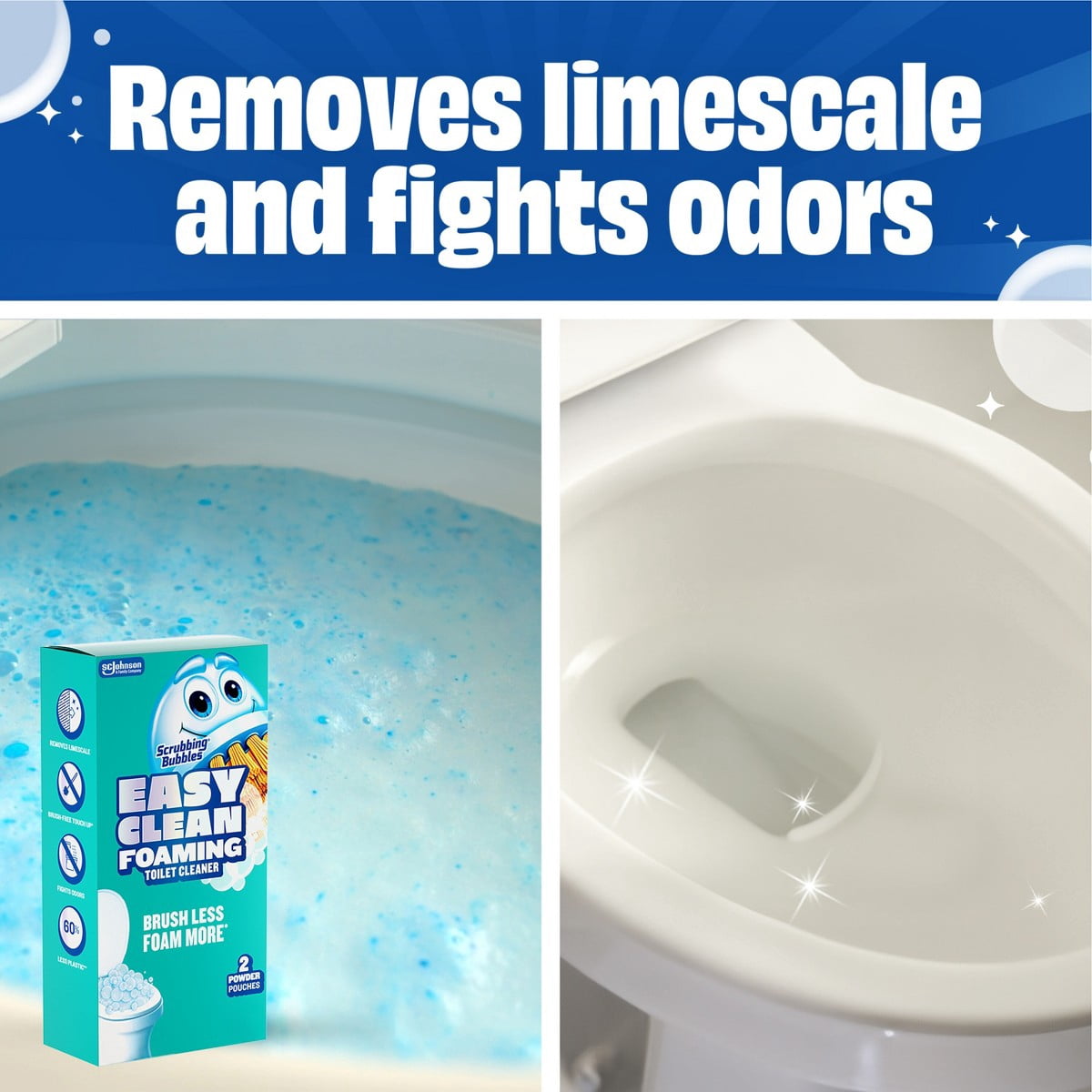 Scrubbing Bubbles Easy Clean Toilet Bowl Cleaner Foaming Powder - 2 Count